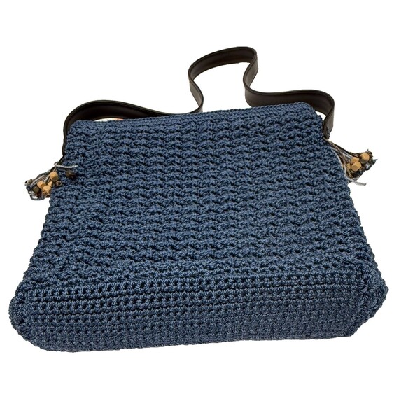 The Sak Blue Crochet Pleased Shoulder Bag NWT Medium Faux Leather Strap Boho - Picture 3 of 8